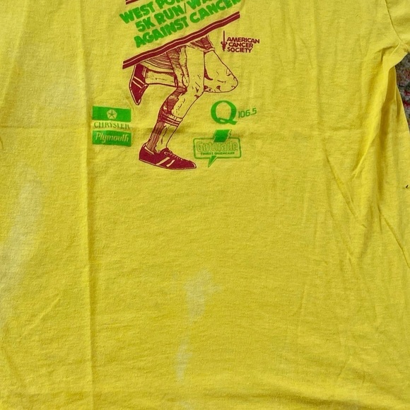 Vintage West Port Plaza 5K Run / Walk Against Cancer 1989 Screen Stars T-Shirt - Picture 3 of 11